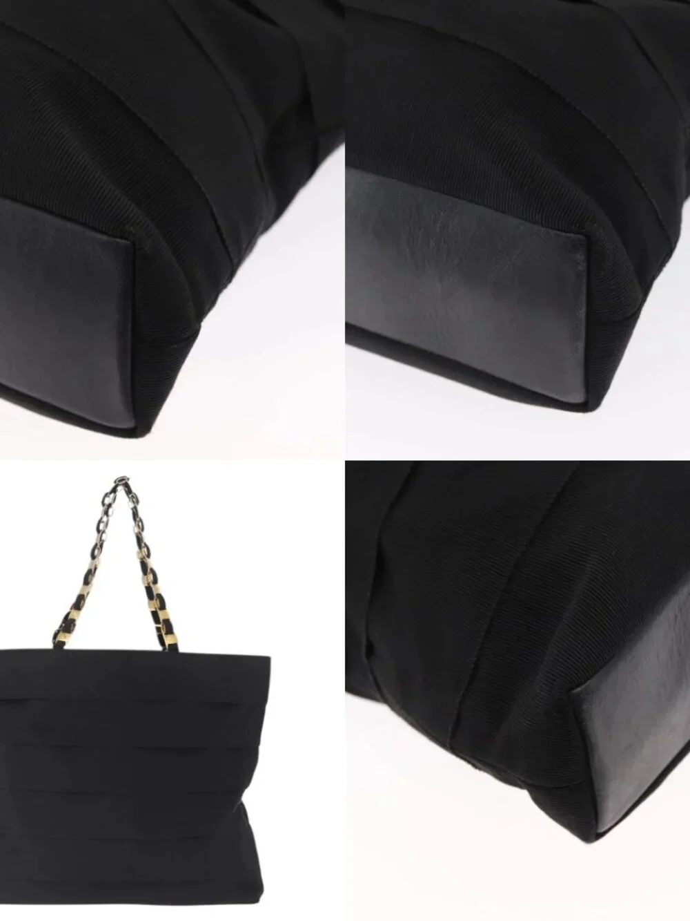 Salvatore Ferragamo Vala Tote Bag Canvas Black Gold Auth 162149
